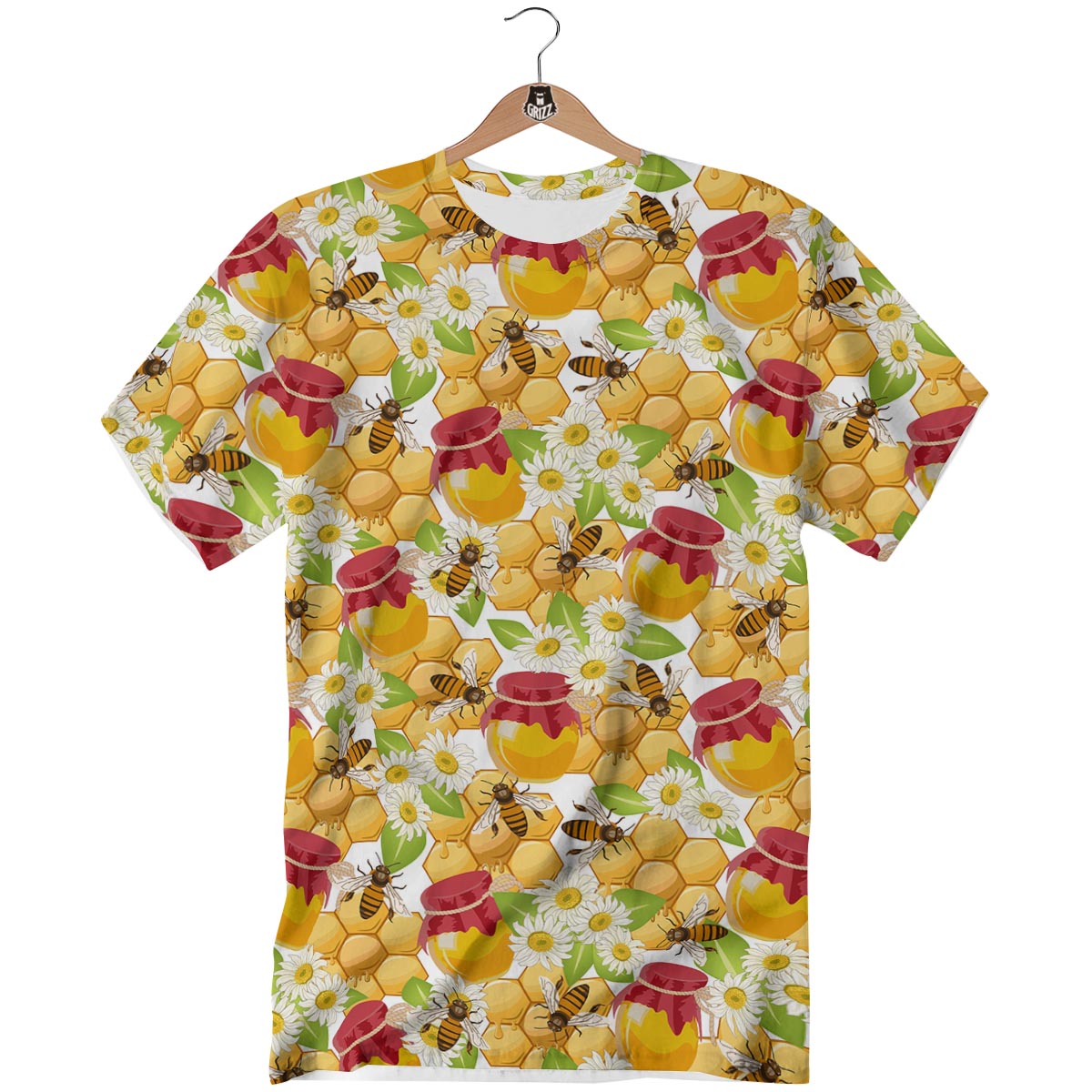 Bee Hive Sweet Honey Print Pattern T-Shirt-grizzshop