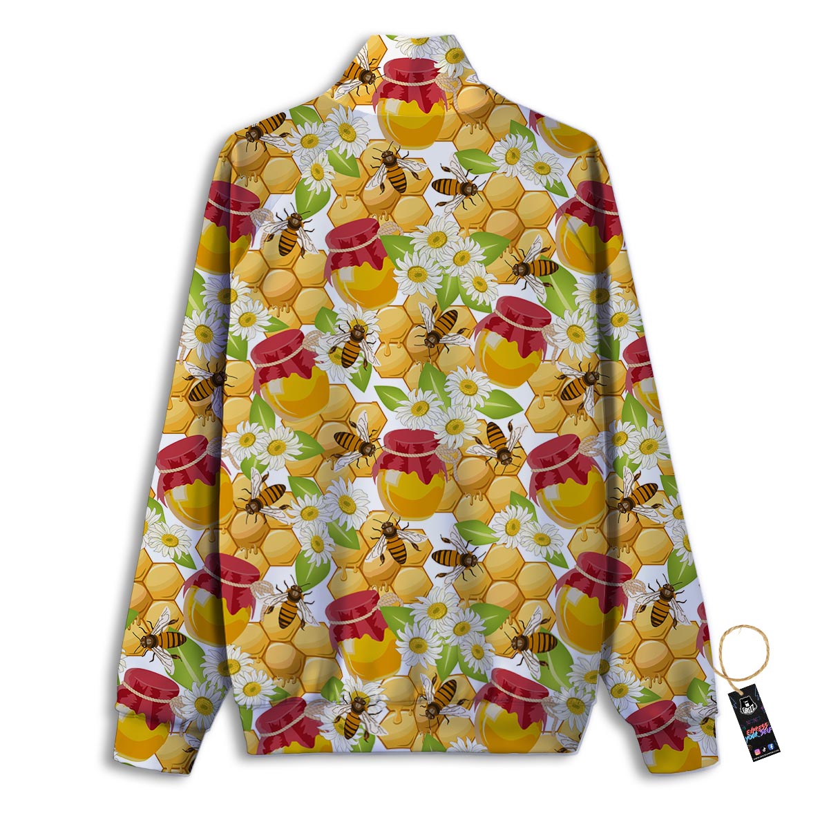 Bee Hive Sweet Honey Print Pattern Track Jacket-grizzshop