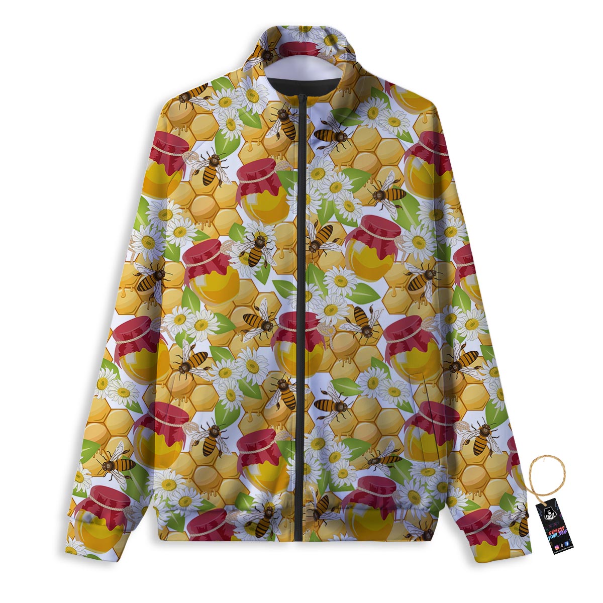 Bee Hive Sweet Honey Print Pattern Track Jacket-grizzshop