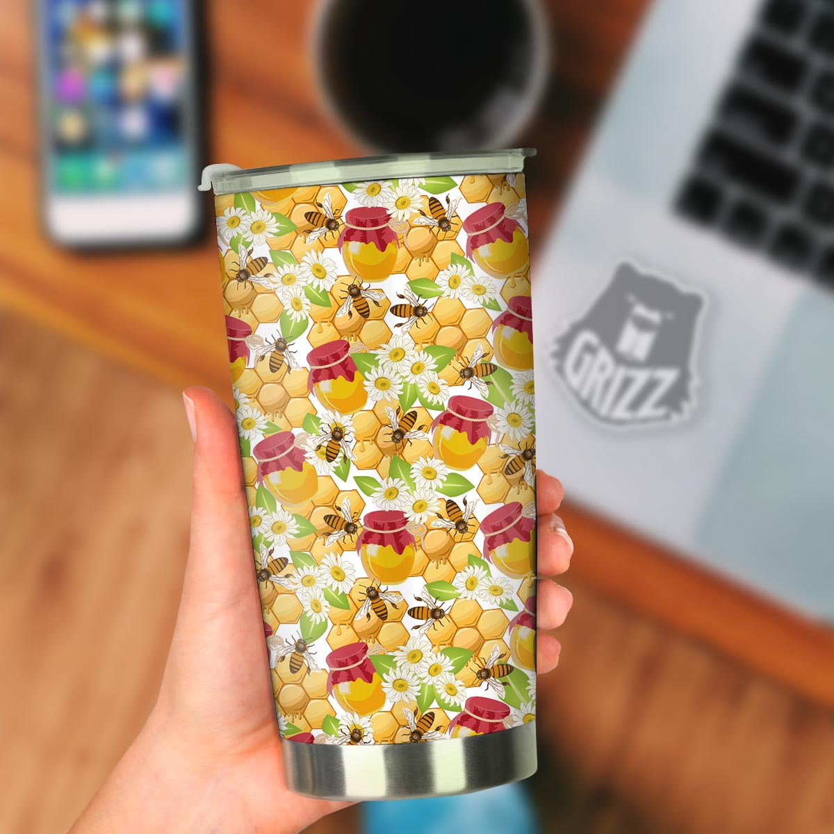 Bee Hive Sweet Honey Print Pattern Tumbler-grizzshop