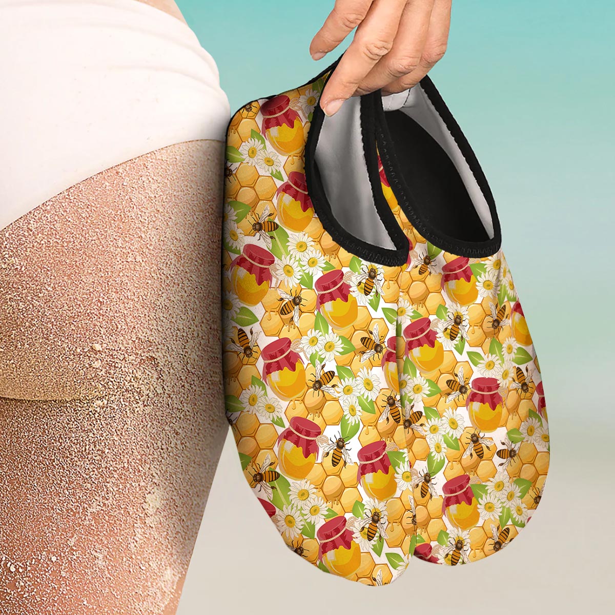 Bee Hive Sweet Honey Print Pattern Water Shoes-grizzshop