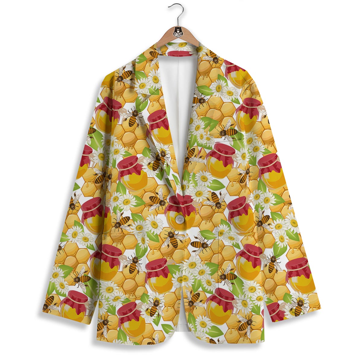 Bee Hive Sweet Honey Print Pattern Women's Blazer-grizzshop