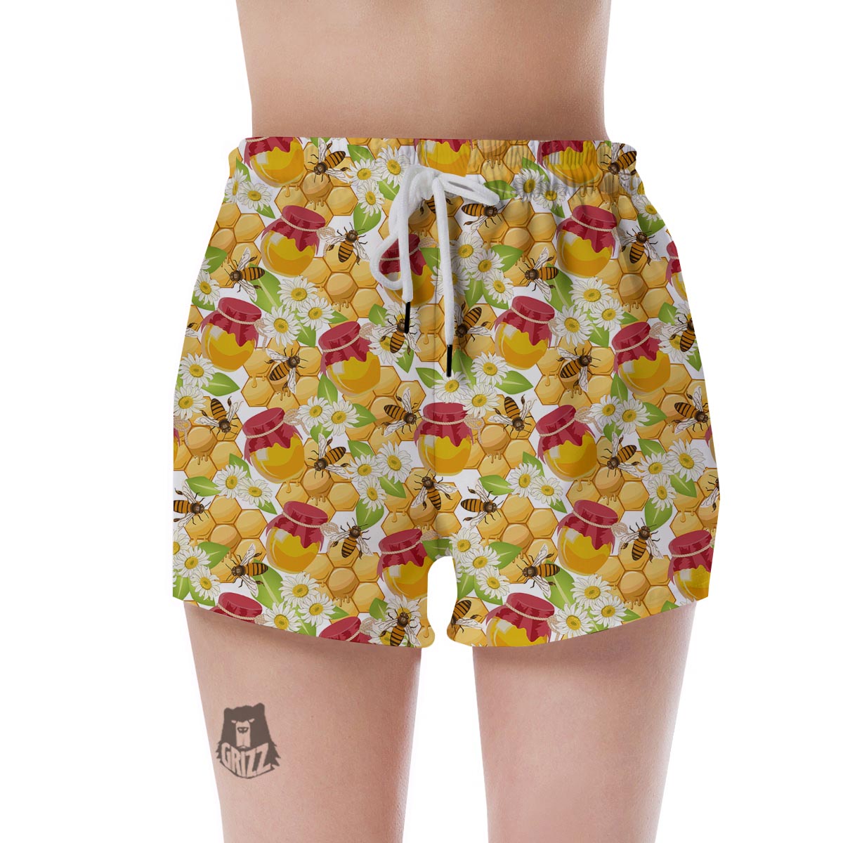 Bee Hive Sweet Honey Print Pattern Women's Shorts-grizzshop