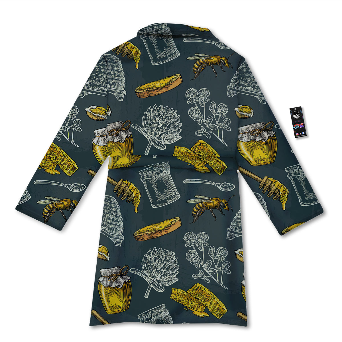 Bee Honey Vintage Print Pattern Bathrobe-grizzshop