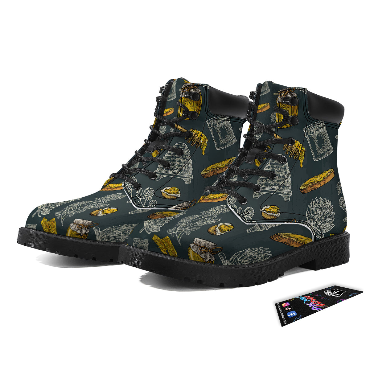 Bee Honey Vintage Print Pattern Boots-grizzshop