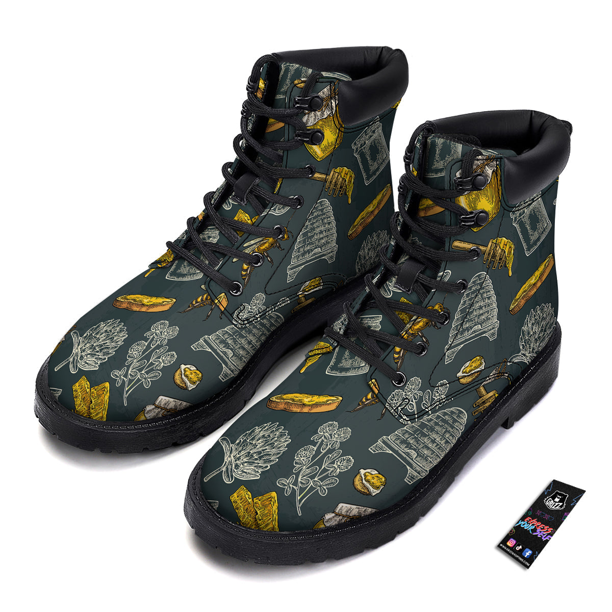 Bee Honey Vintage Print Pattern Boots-grizzshop