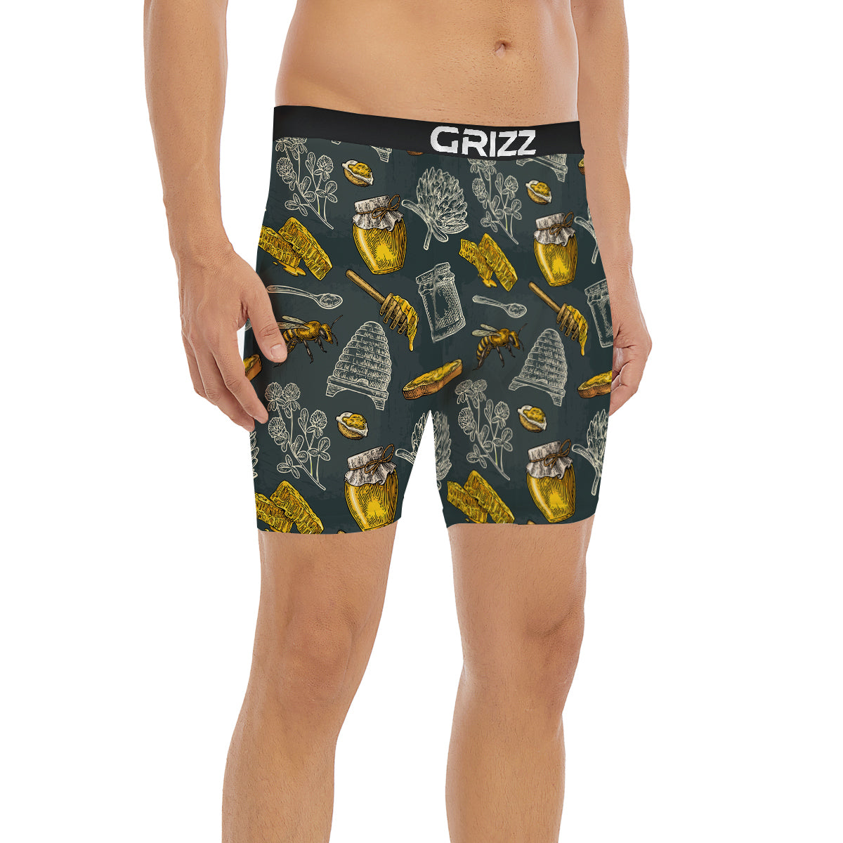 Bee Honey Vintage Print Pattern Boxer Briefs-grizzshop
