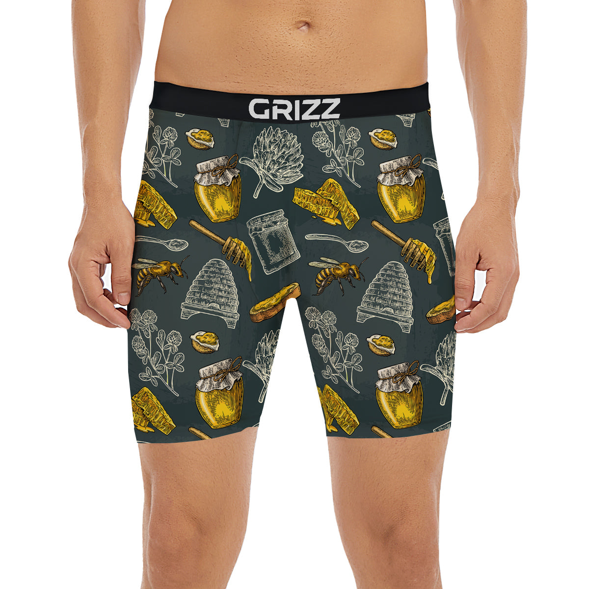 Bee Honey Vintage Print Pattern Boxer Briefs-grizzshop