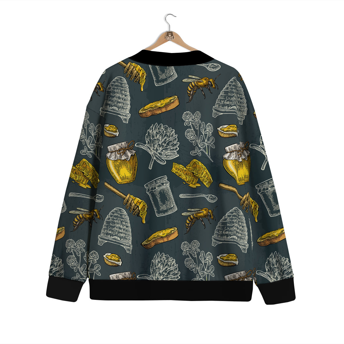 Bee Honey Vintage Print Pattern Cardigan-grizzshop