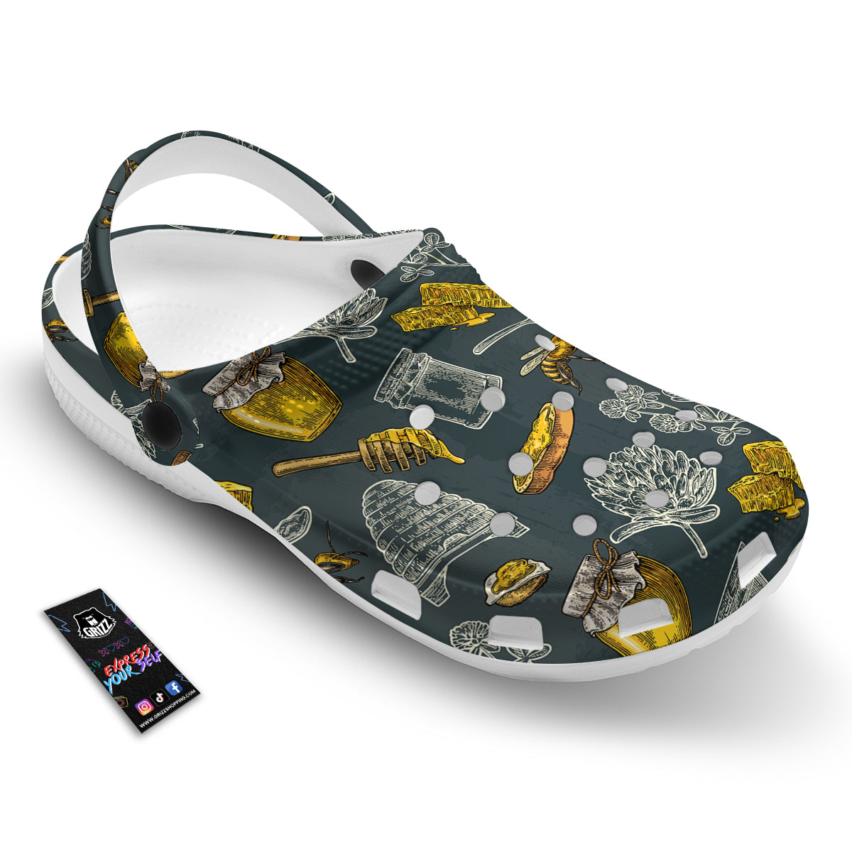 Bee Honey Vintage Print Pattern Clog-grizzshop