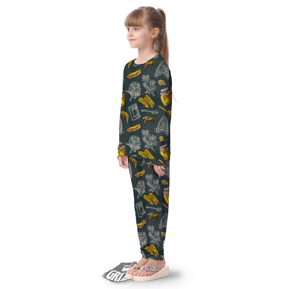 Bee Honey Vintage Print Pattern Kid's Pajamas-grizzshop