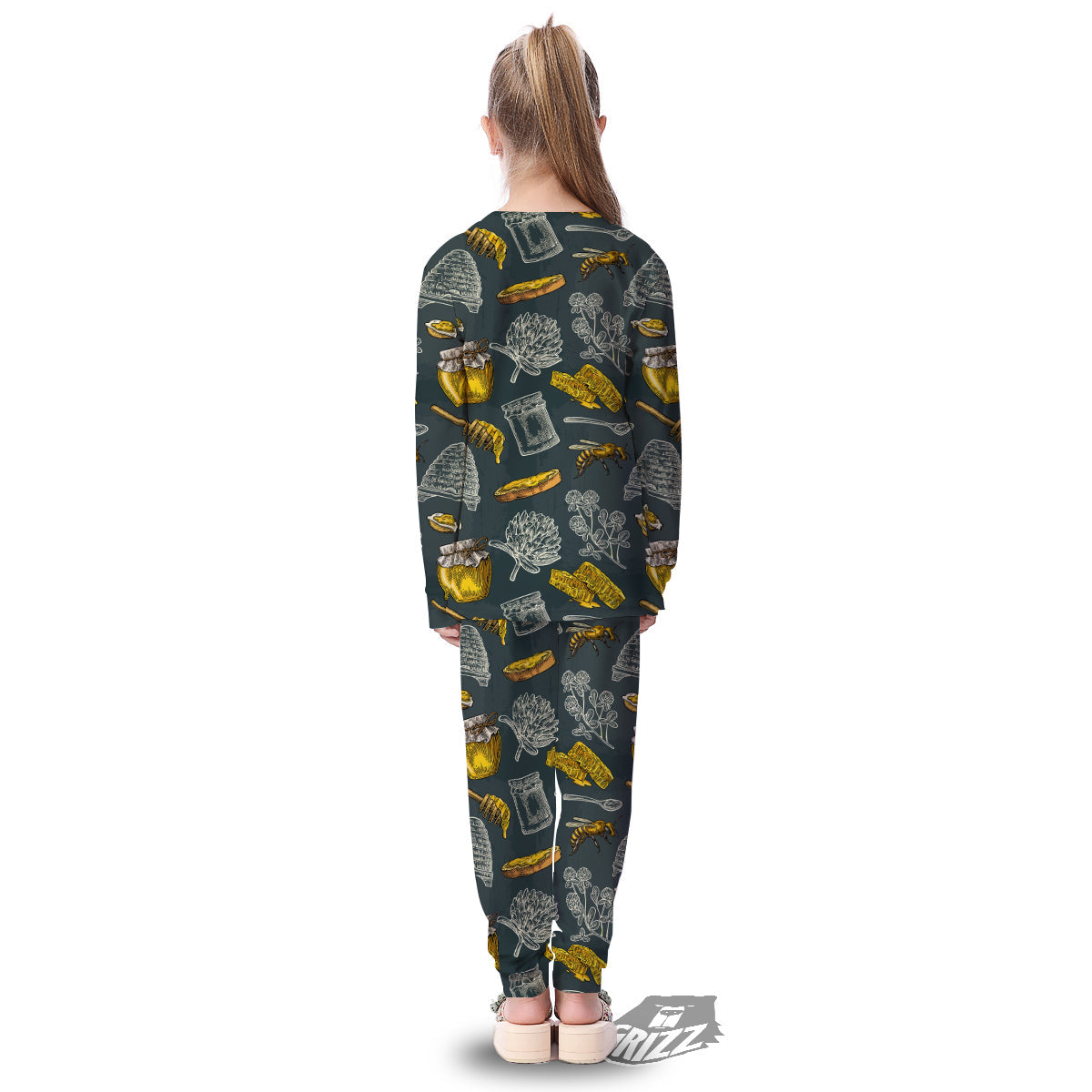 Bee Honey Vintage Print Pattern Kid's Pajamas-grizzshop