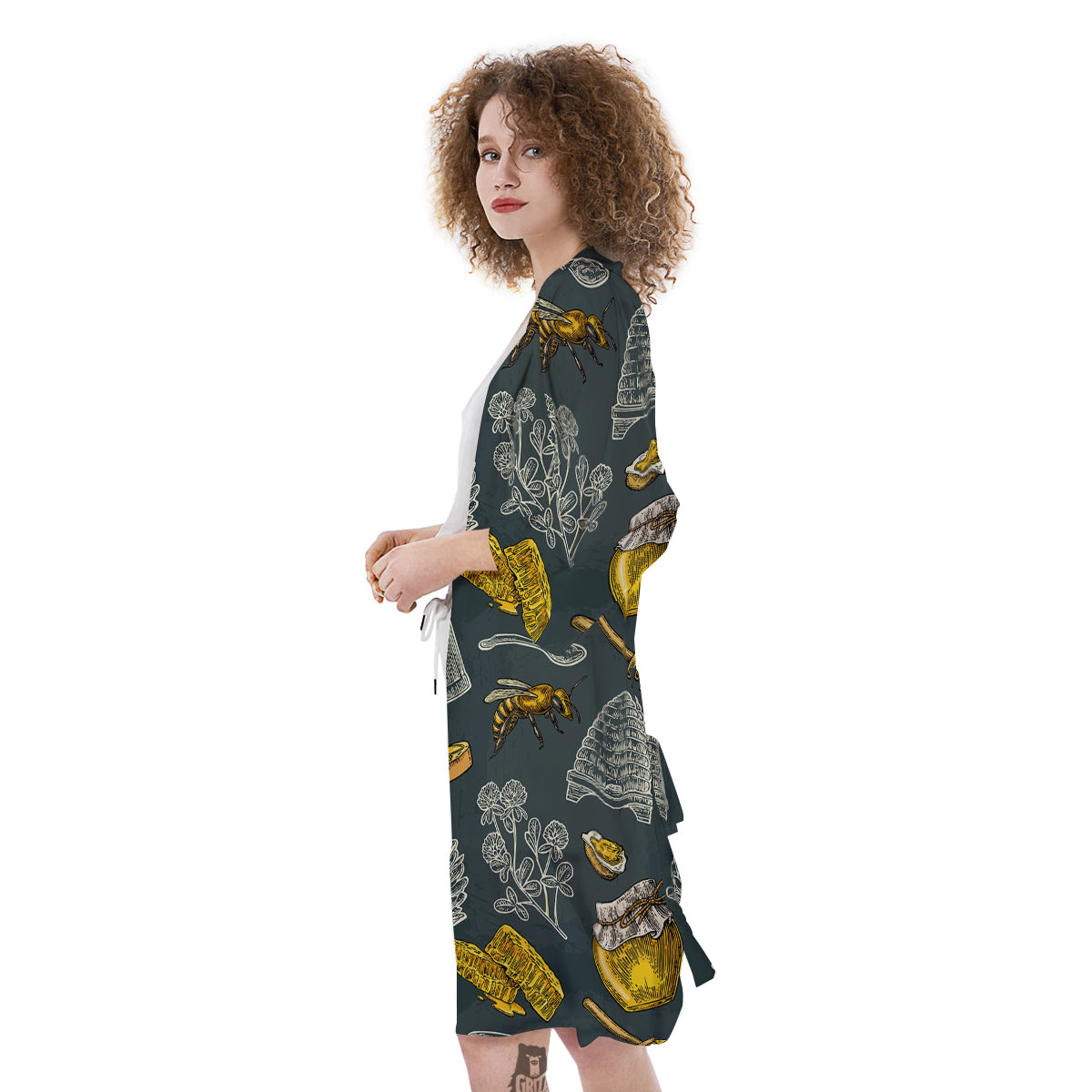 Bee Honey Vintage Print Pattern Kimono-grizzshop