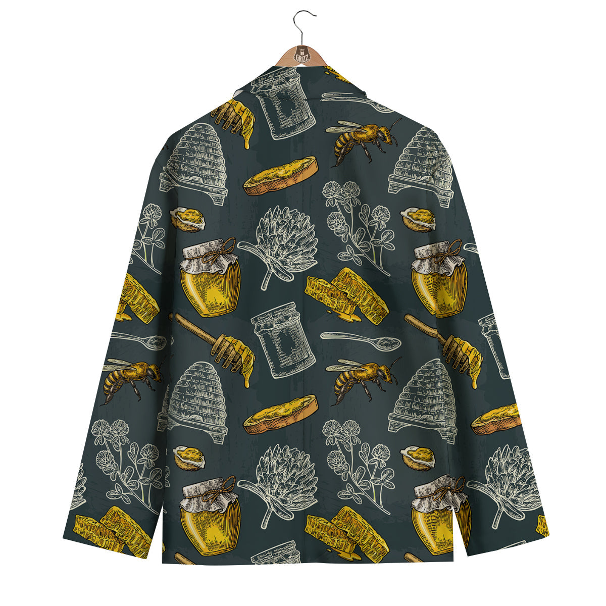 Bee Honey Vintage Print Pattern Men's Blazer-grizzshop