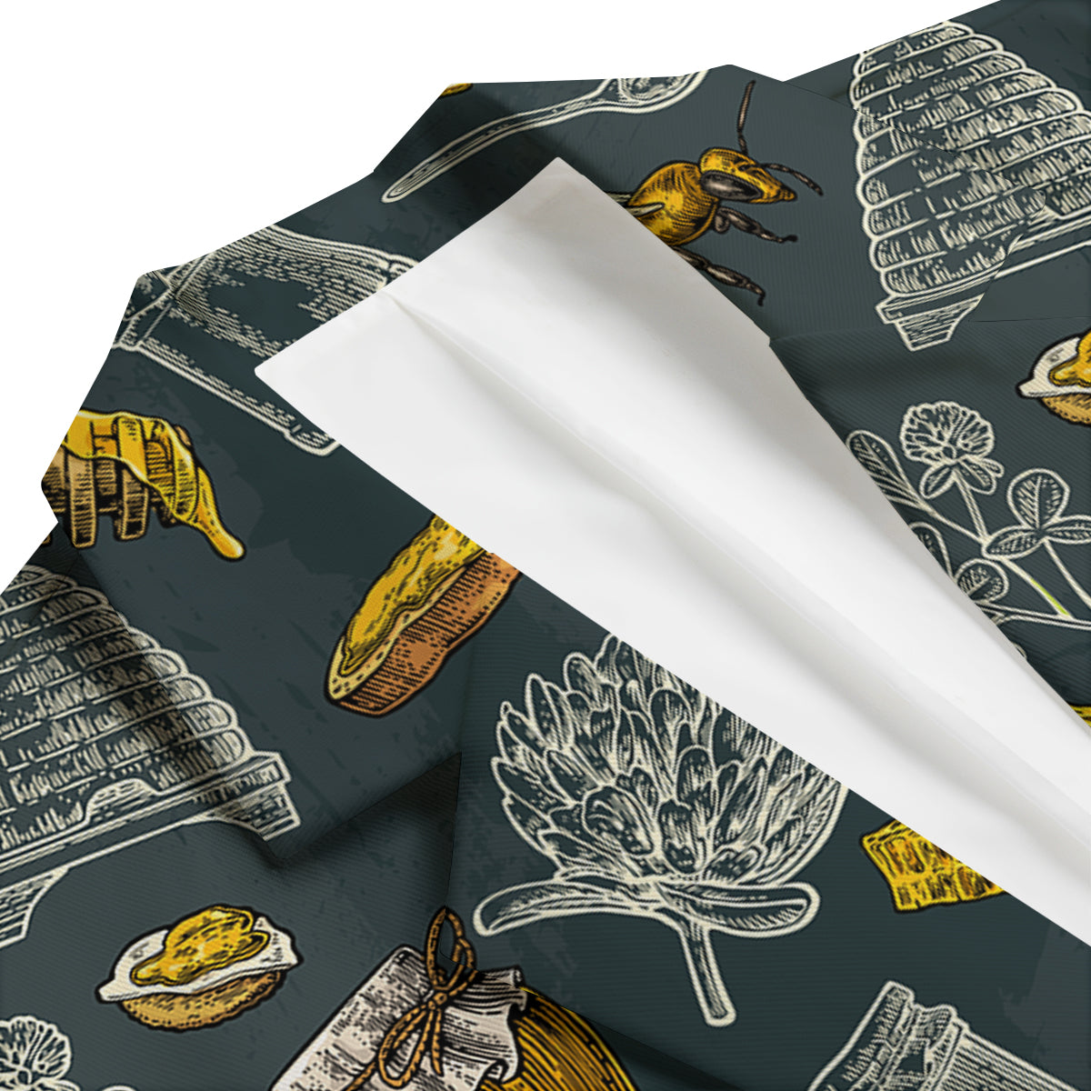 Bee Honey Vintage Print Pattern Men's Blazer-grizzshop