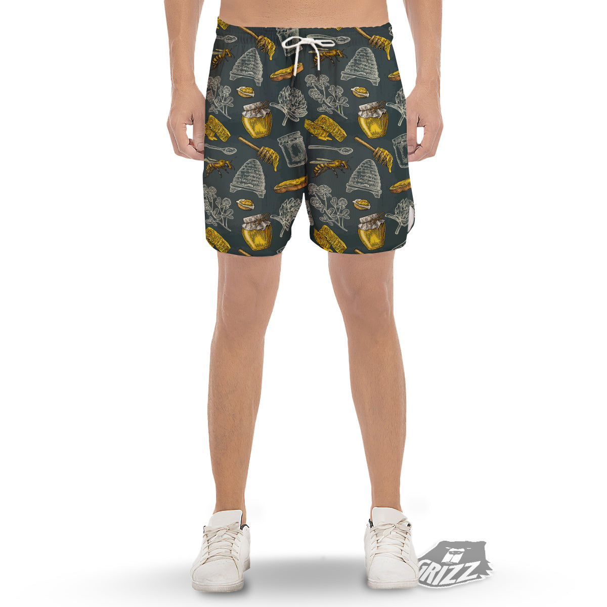 Bee Honey Vintage Print Pattern Men's Gym Shorts-grizzshop