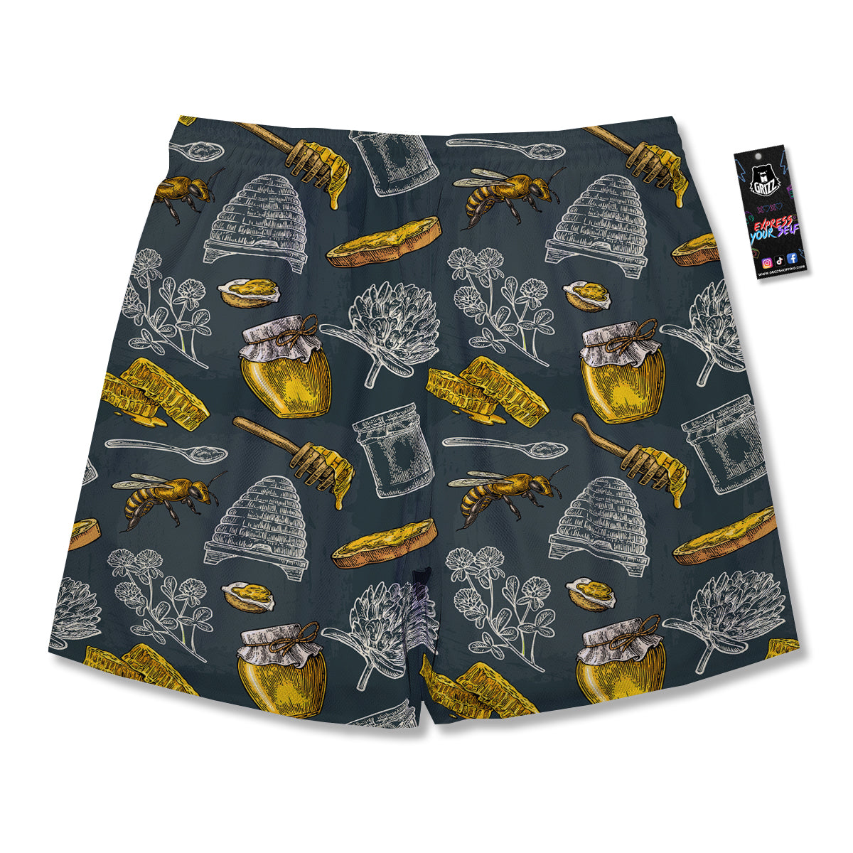 Bee Honey Vintage Print Pattern Men's Running Shorts-grizzshop