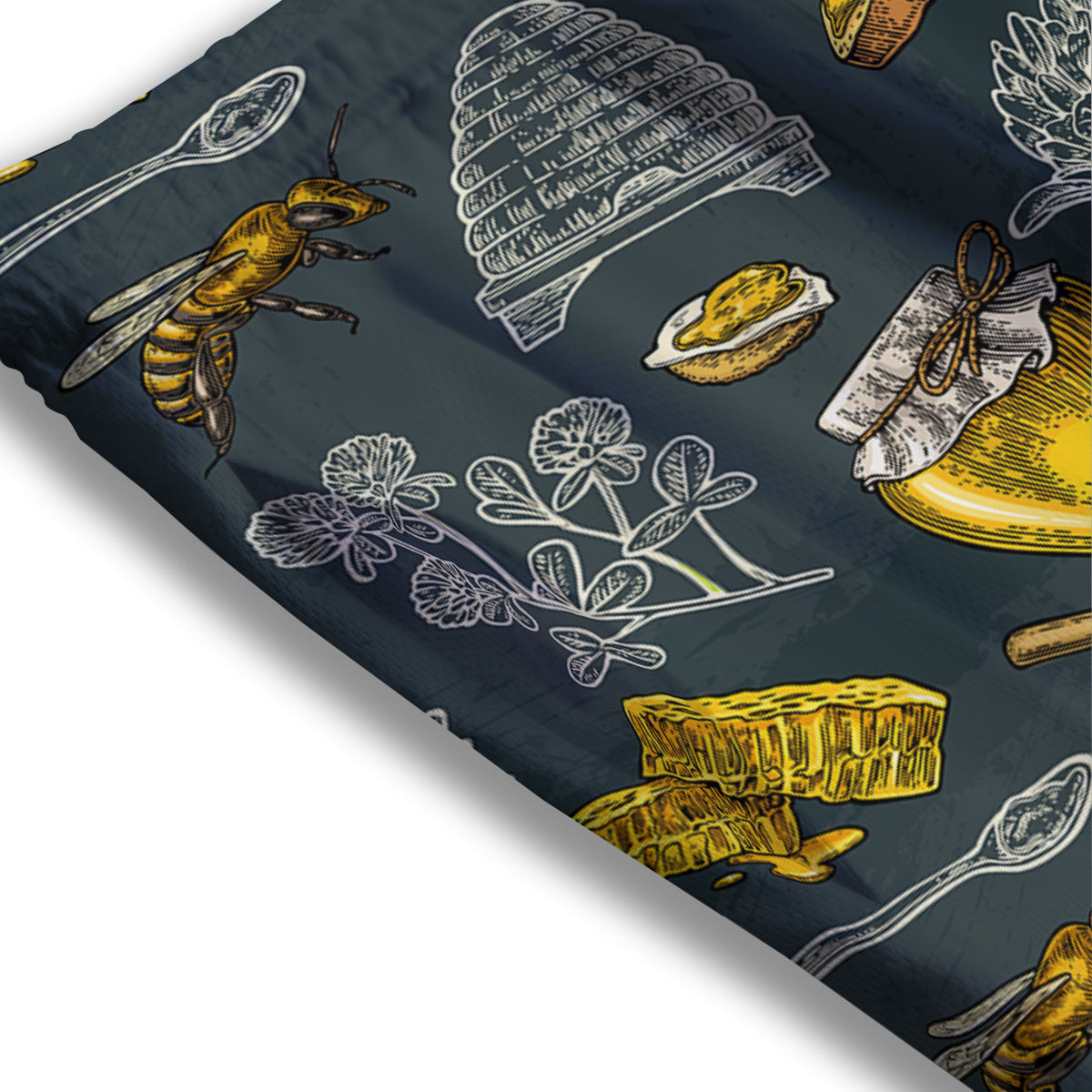 Bee Honey Vintage Print Pattern Mesh Shorts