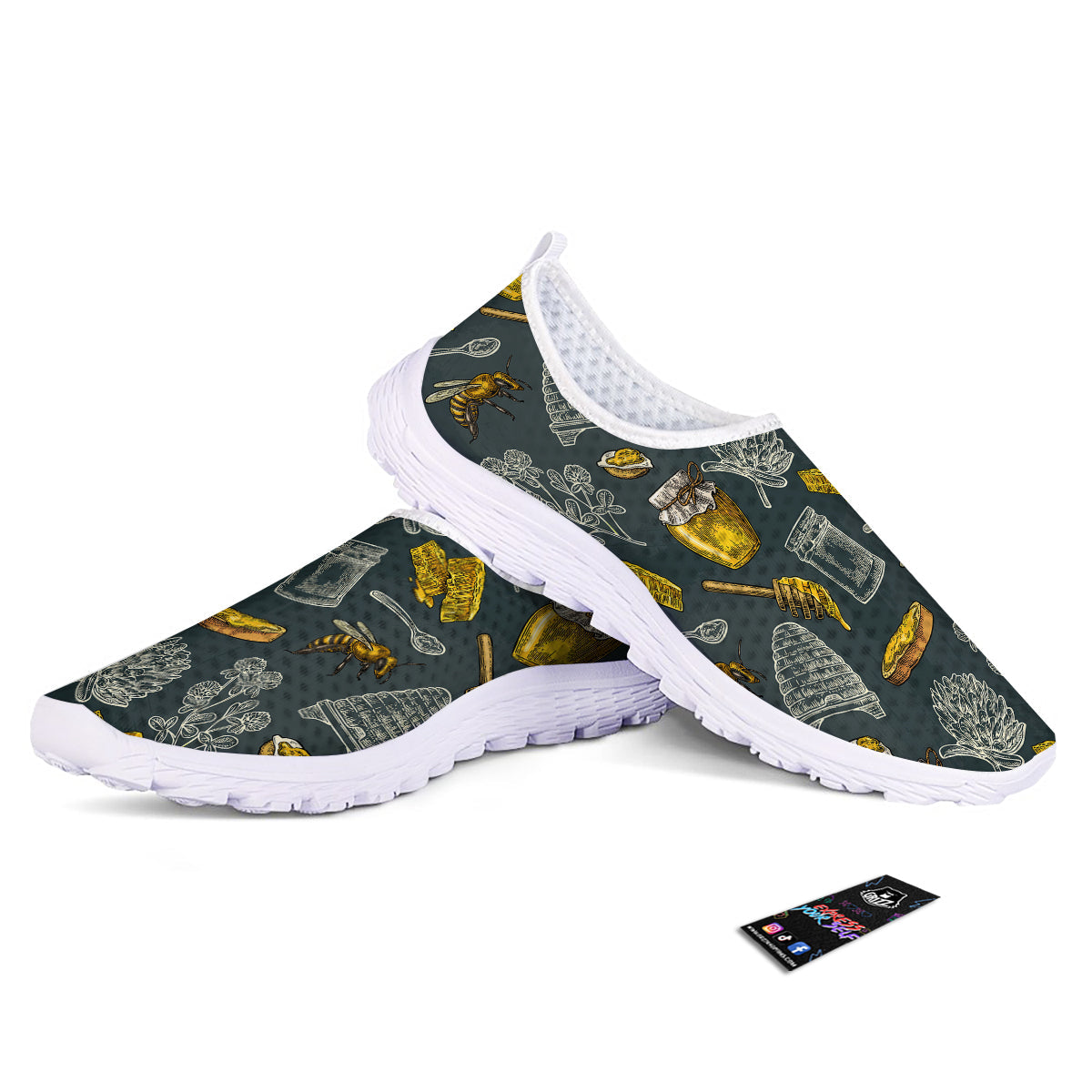 Bee Honey Vintage Print Pattern Nurse Shoes-grizzshop