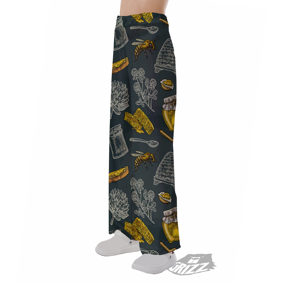 Bee Honey Vintage Print Pattern Pajama Pants-grizzshop