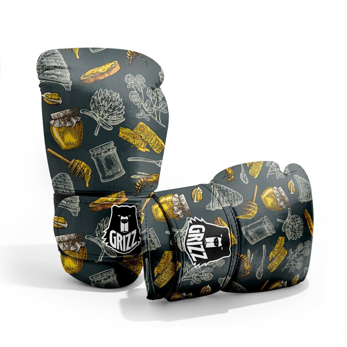 Bee Honey Vintage Print Pattern Pro Boxing Glove