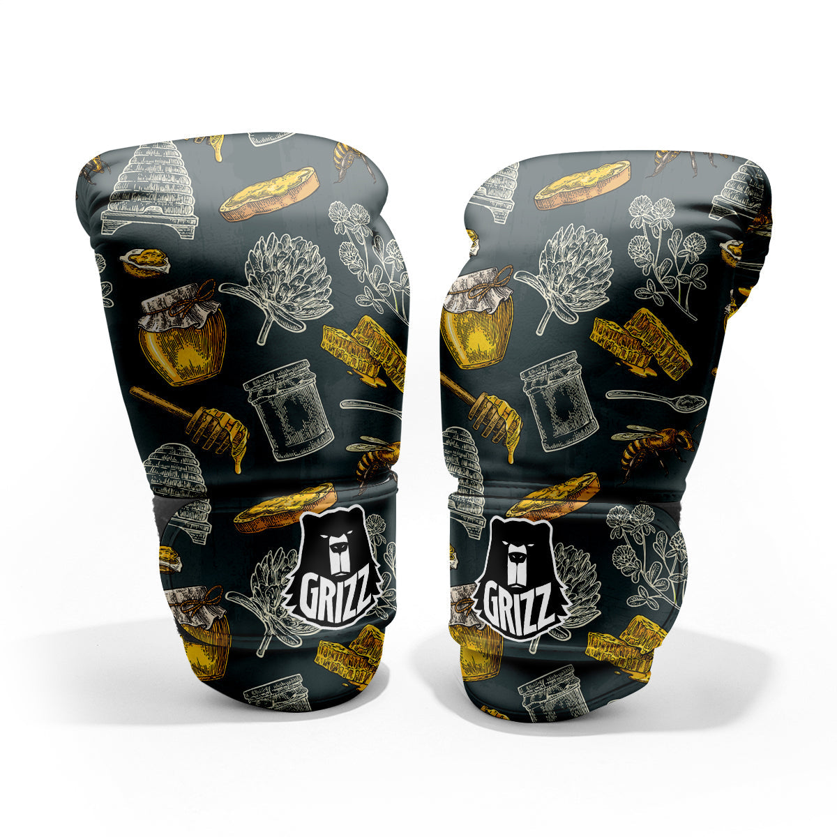 Bee Honey Vintage Print Pattern Pro Boxing Glove
