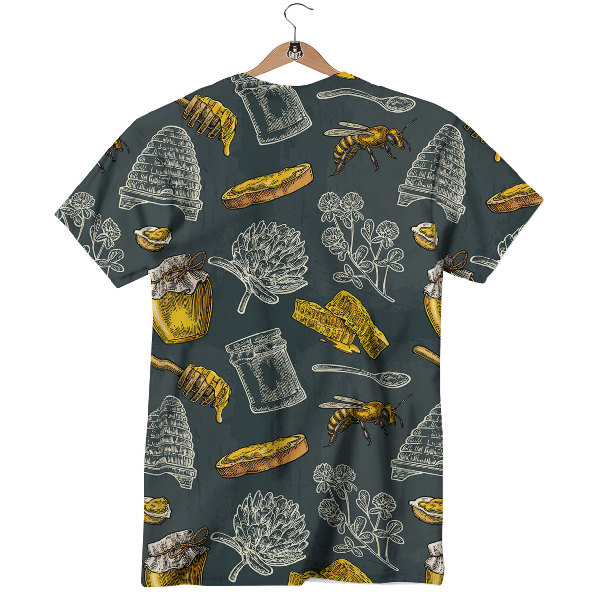 Bee Honey Vintage Print Pattern T-Shirt-grizzshop