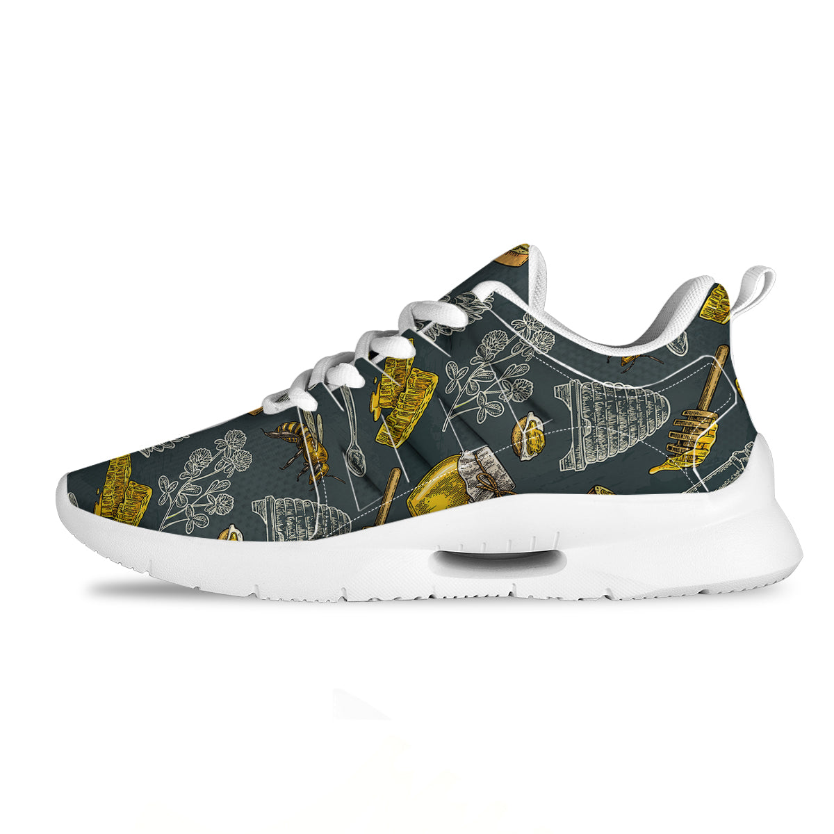 Bee Honey Vintage Print Pattern Tennis Shoes-grizzshop