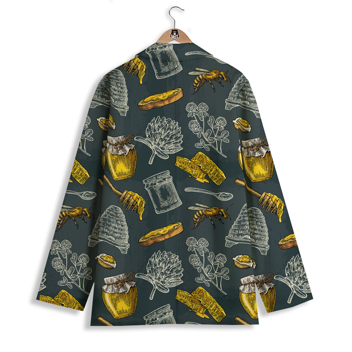 Bee Honey Vintage Print Pattern Women's Blazer-grizzshop