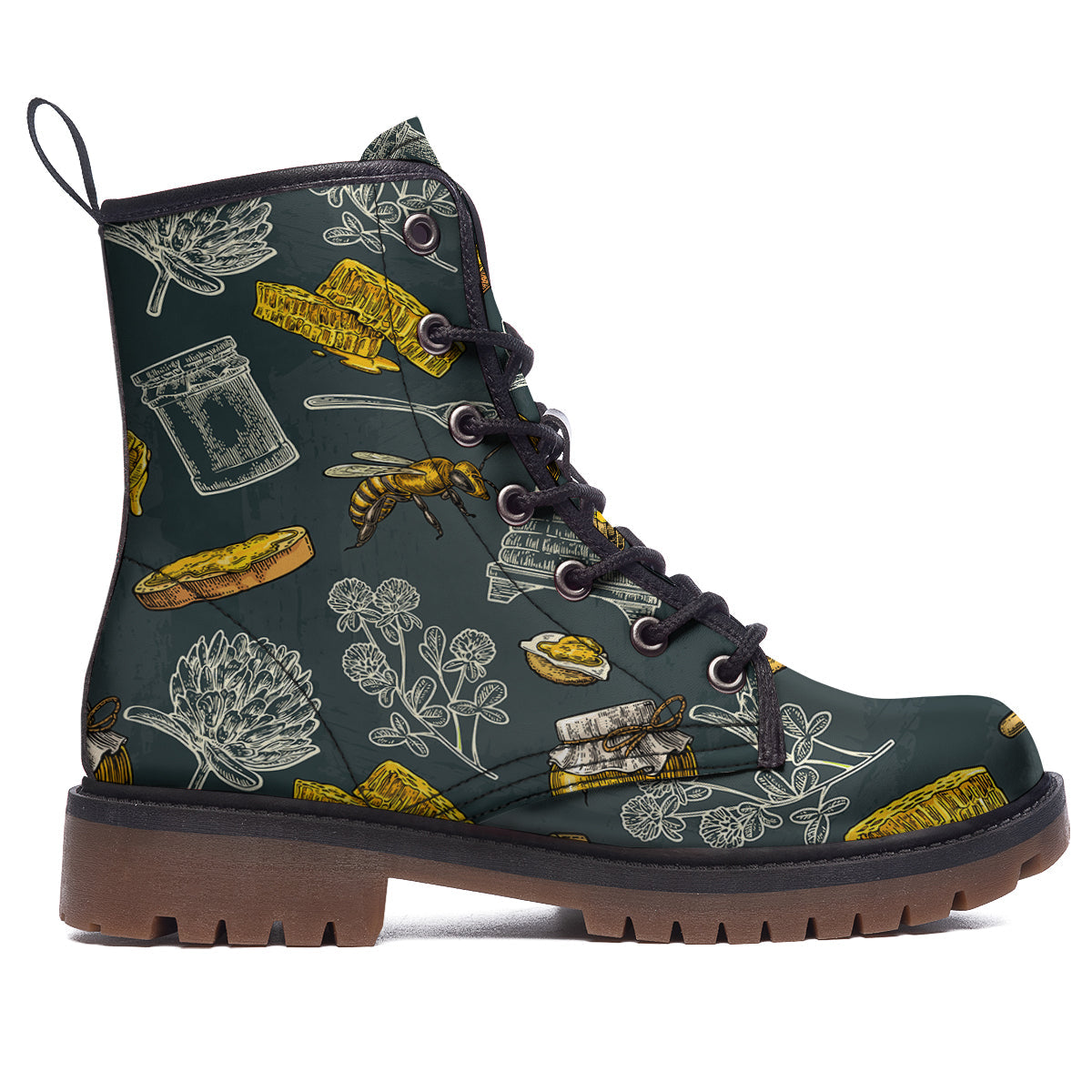 Bee Honey Vintage Print Pattern Work Boots-grizzshop