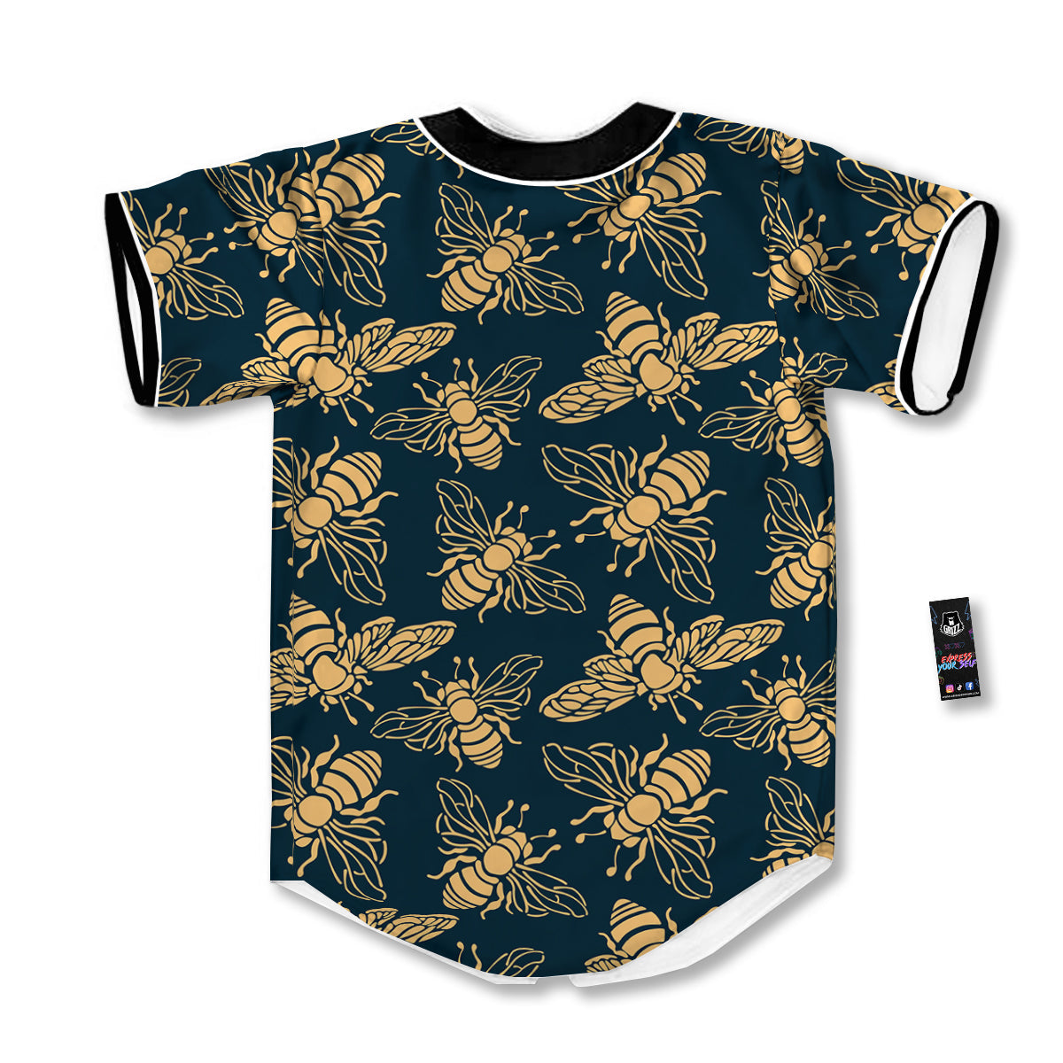 Bee Vintage Print Pattern Baseball Jersey-grizzshop