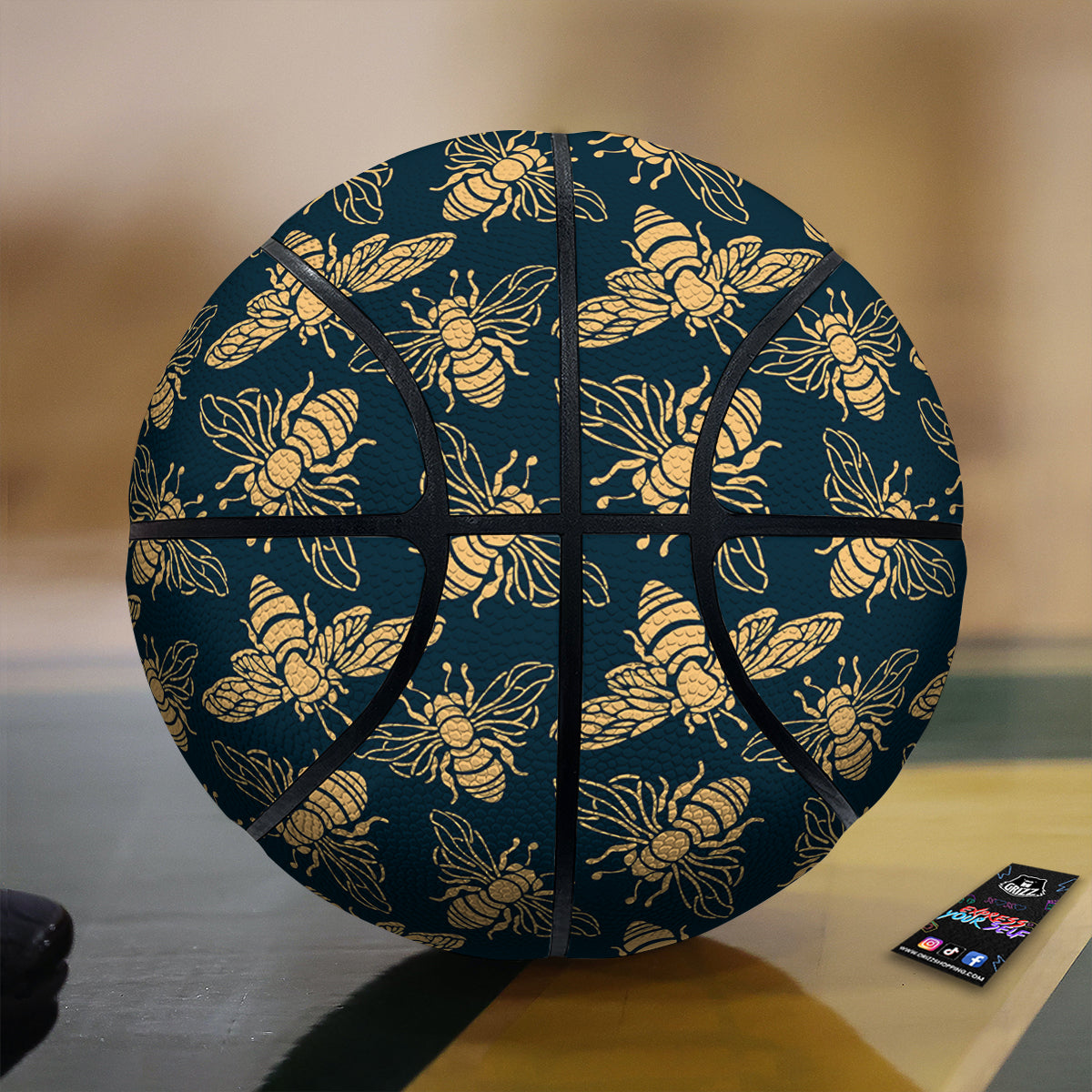Bee Vintage Print Pattern Basketball
