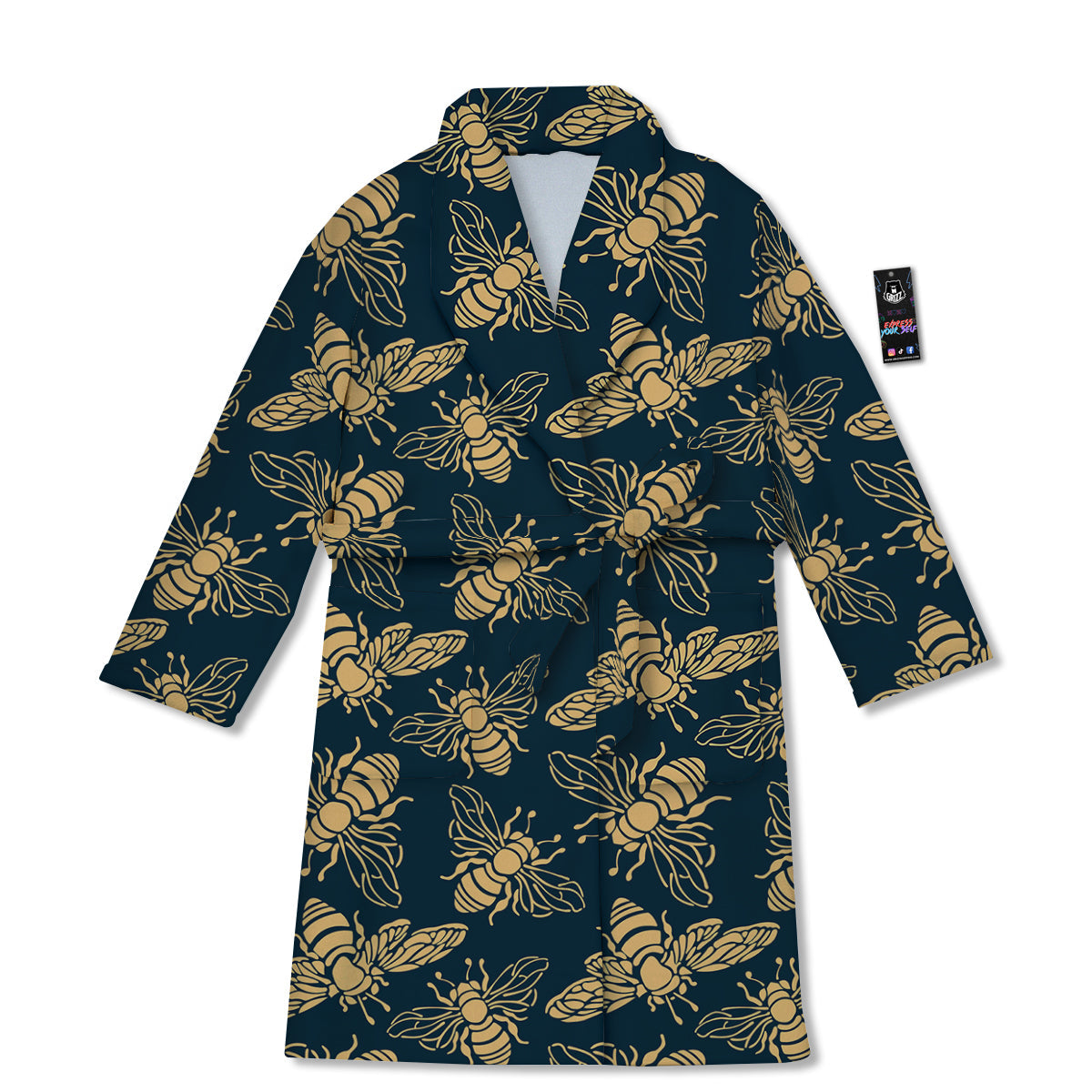 Bee Vintage Print Pattern Bathrobe-grizzshop