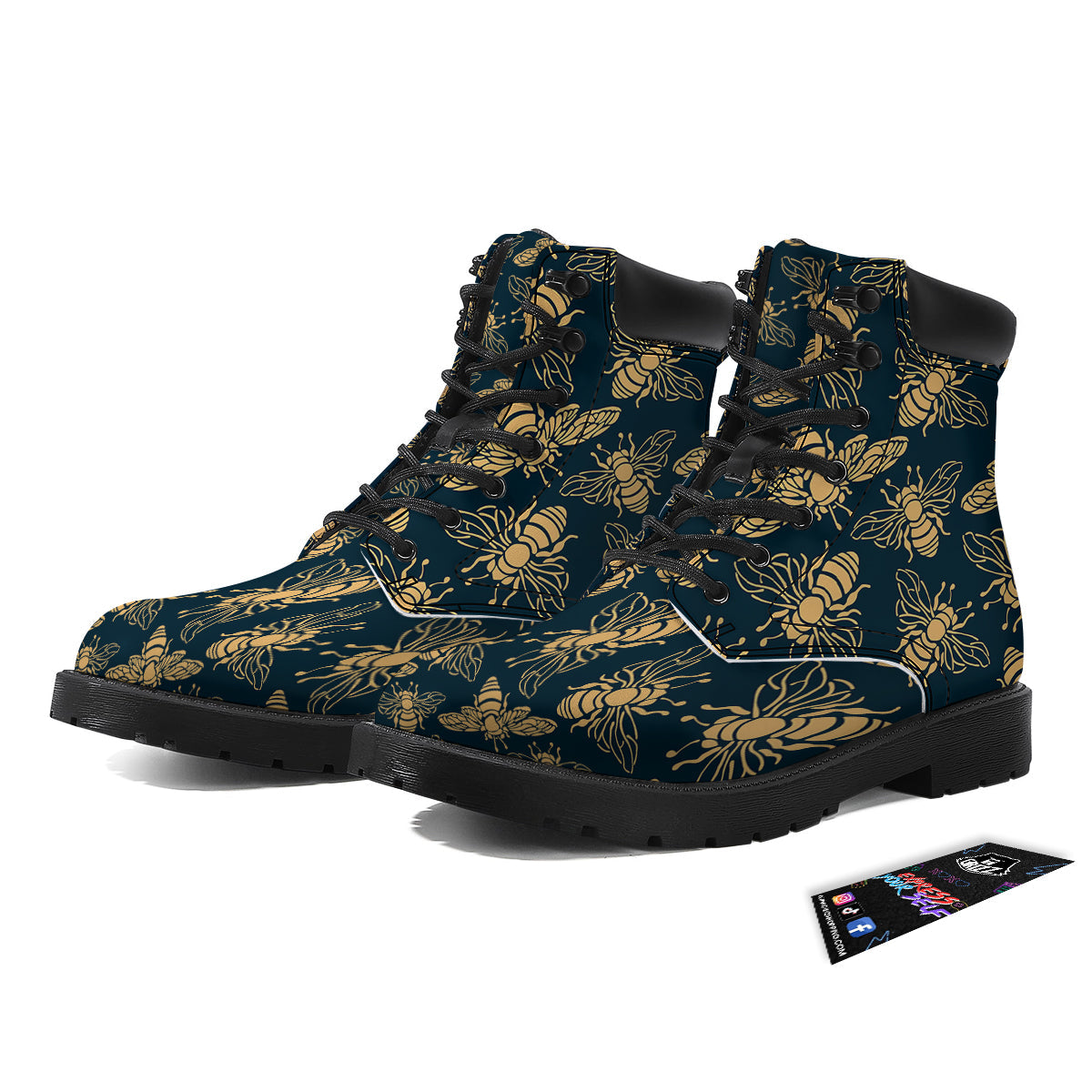 Bee Vintage Print Pattern Boots-grizzshop