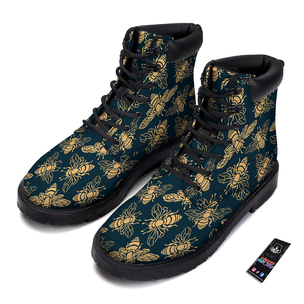 Bee Vintage Print Pattern Boots-grizzshop