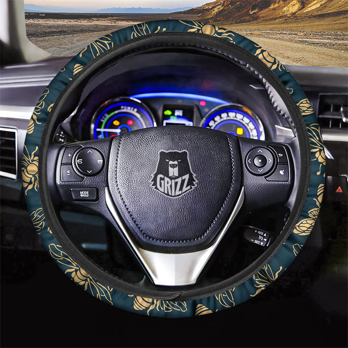 Bee Vintage Print Pattern Car Steering Wheel Cover-grizzshop