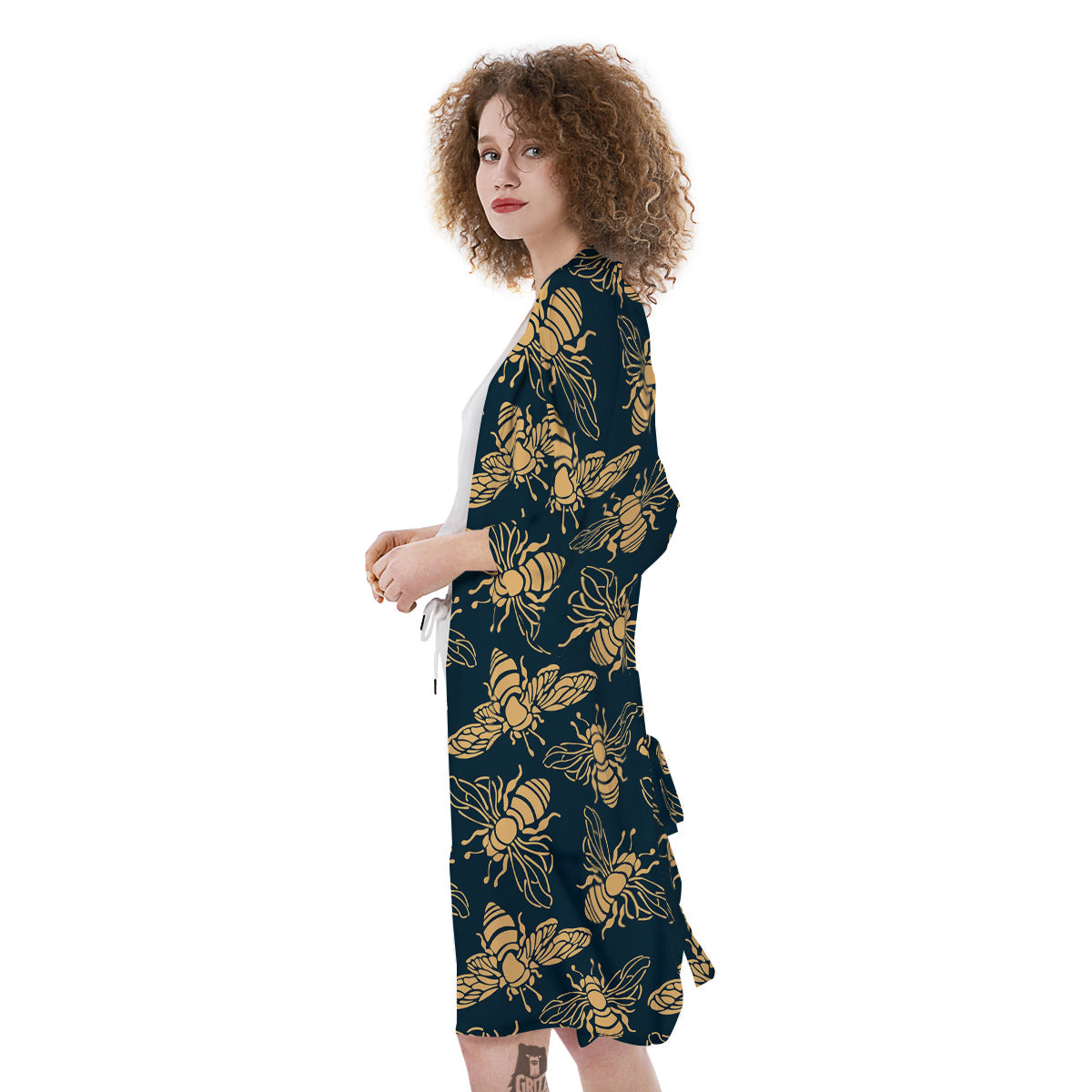 Bee Vintage Print Pattern Kimono-grizzshop