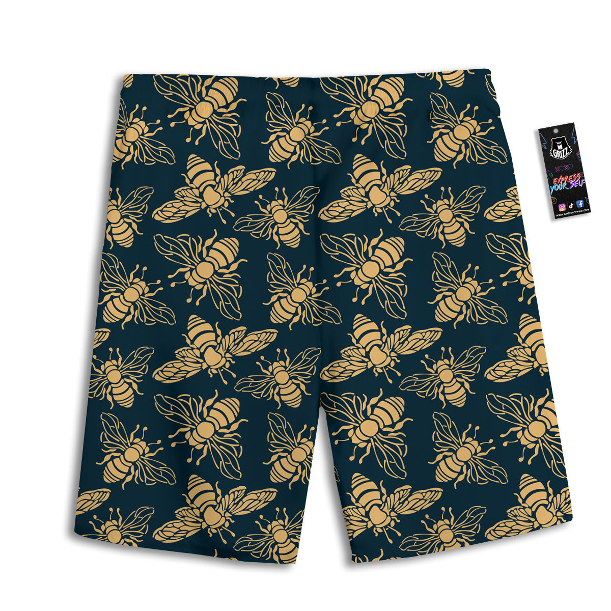 Bee Vintage Print Pattern Men's Athletic Shorts