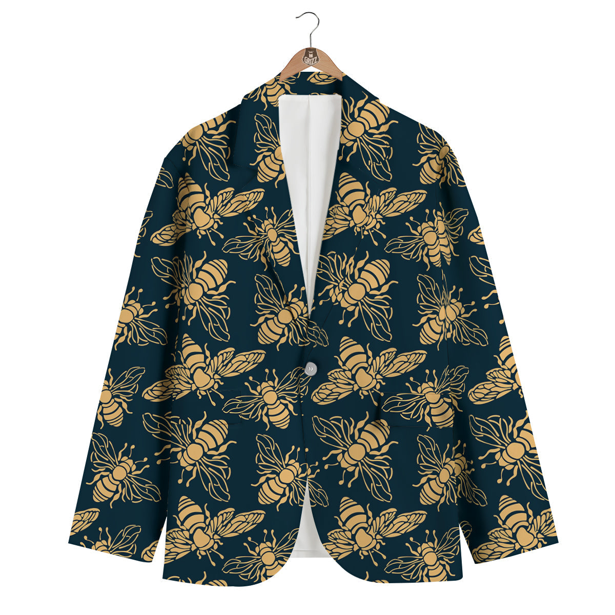 Bee Vintage Print Pattern Men's Blazer-grizzshop
