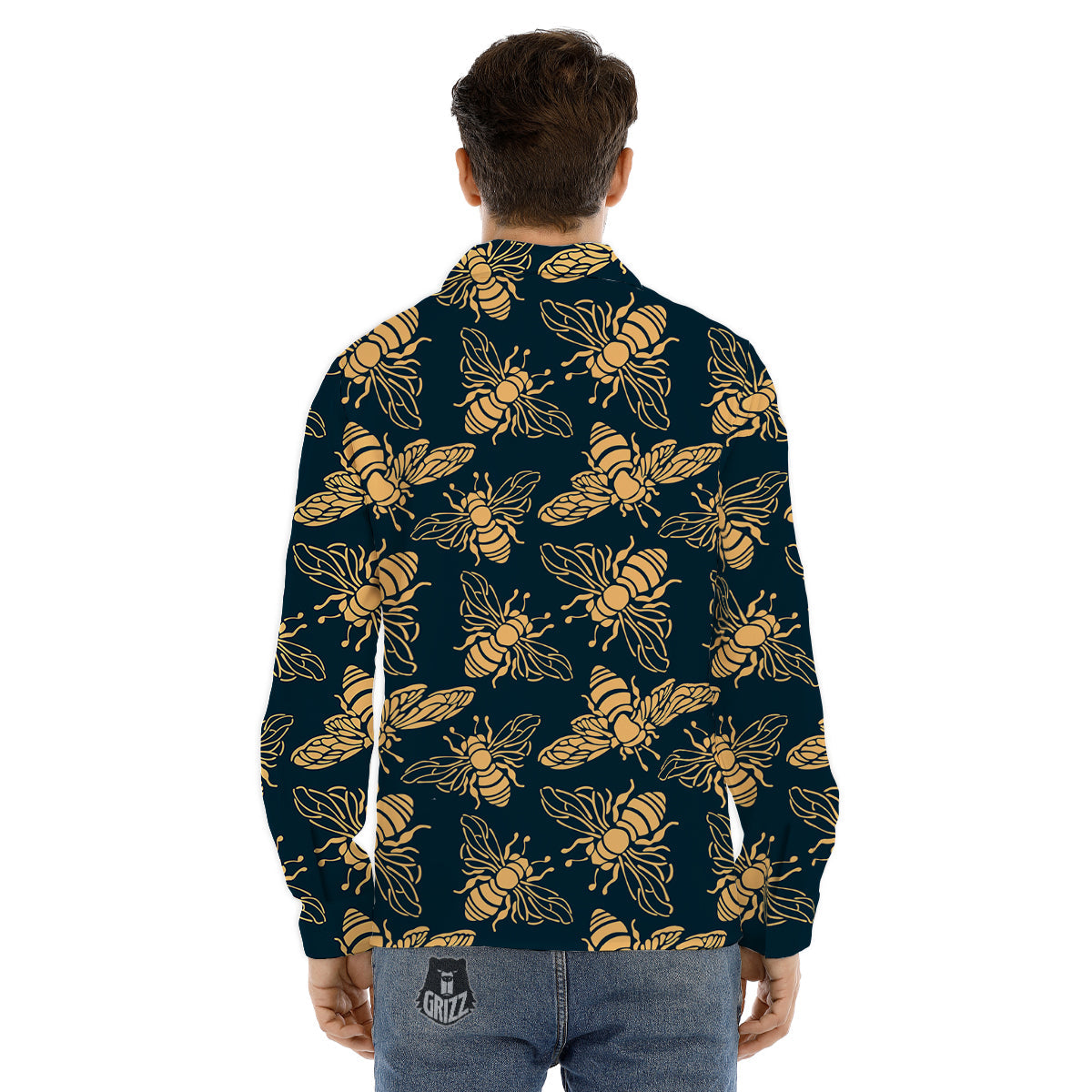 Bee Vintage Print Pattern Men's Dress Shirts-grizzshop