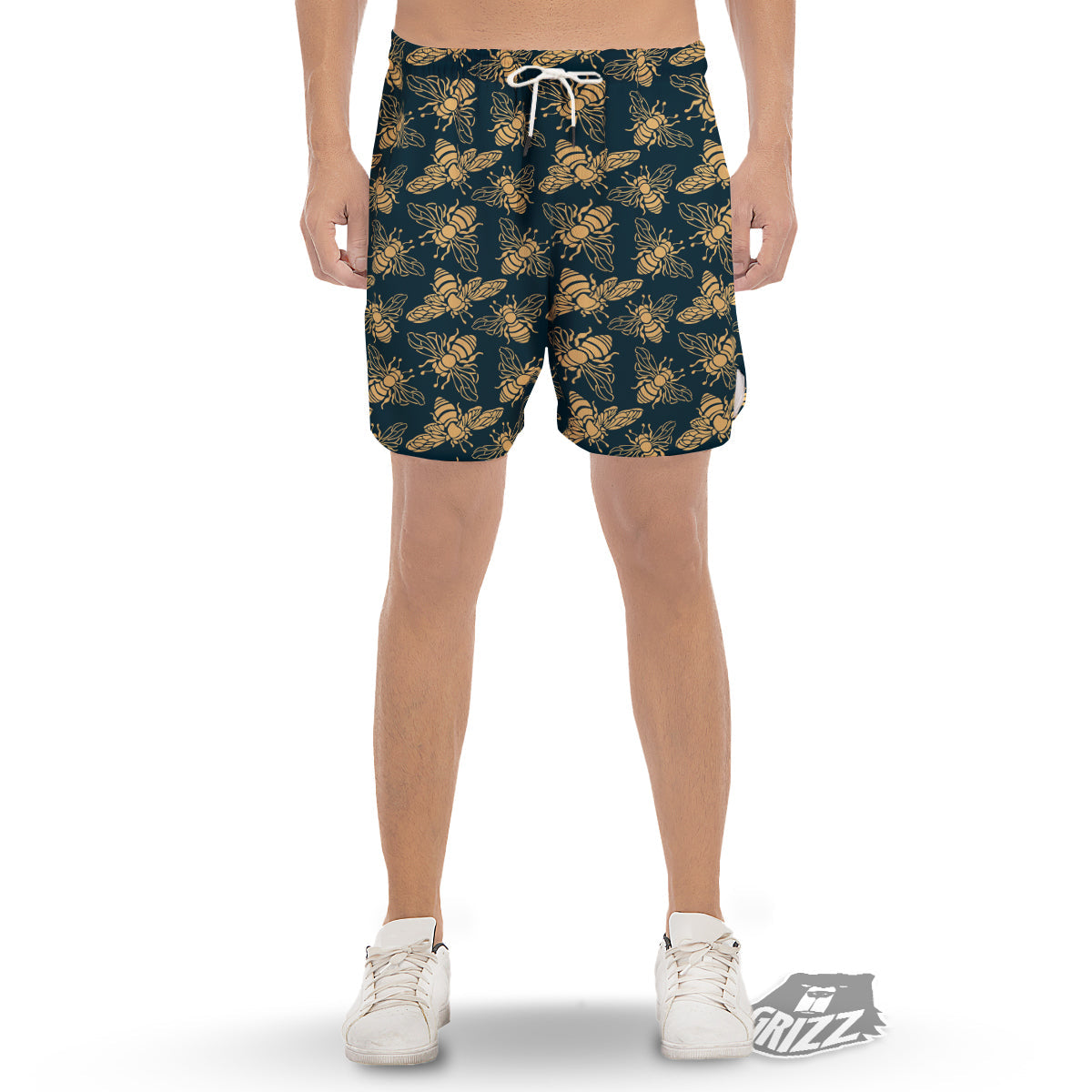 Bee Vintage Print Pattern Men's Gym Shorts-grizzshop