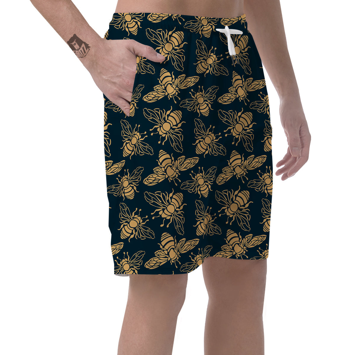 Bee Vintage Print Pattern Men's Shorts-grizzshop