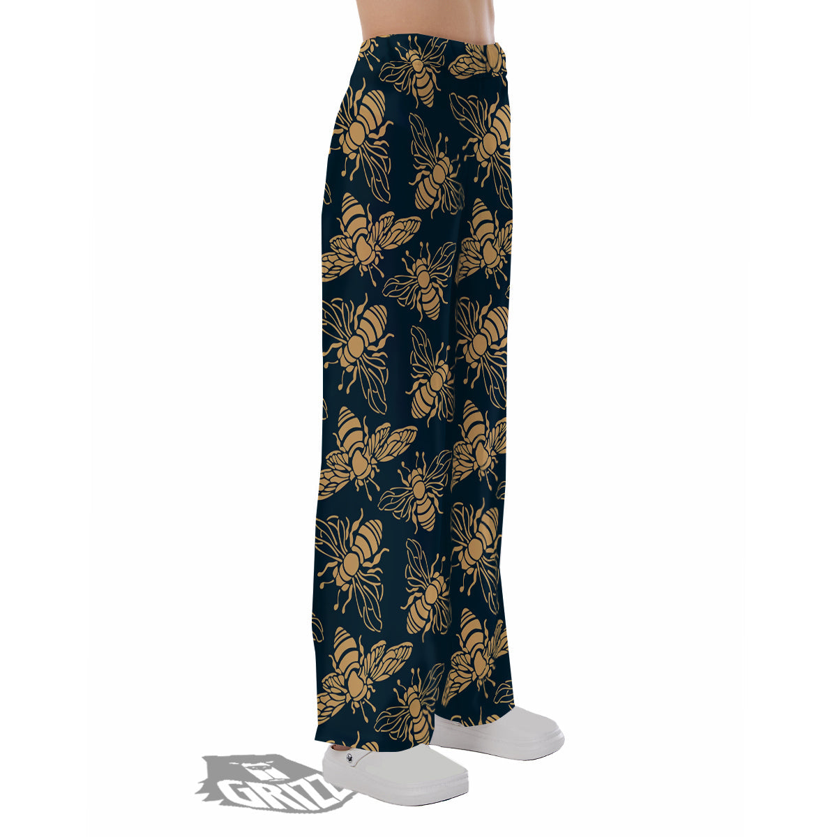 Bee Vintage Print Pattern Pajama Pants-grizzshop