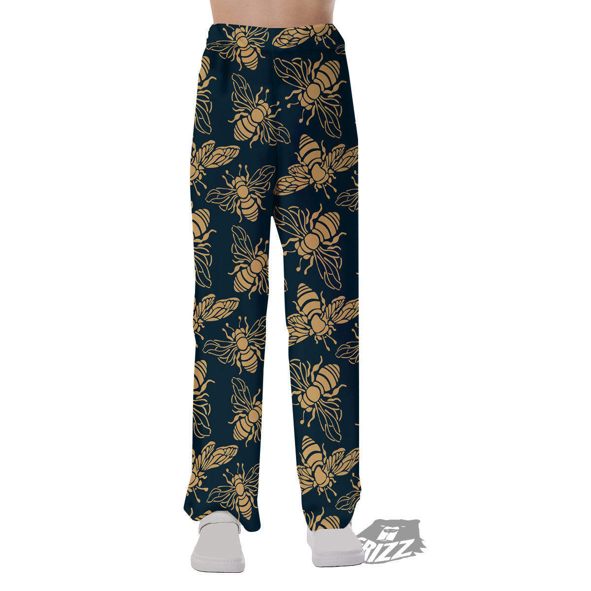 Bee Vintage Print Pattern Pajama Pants-grizzshop