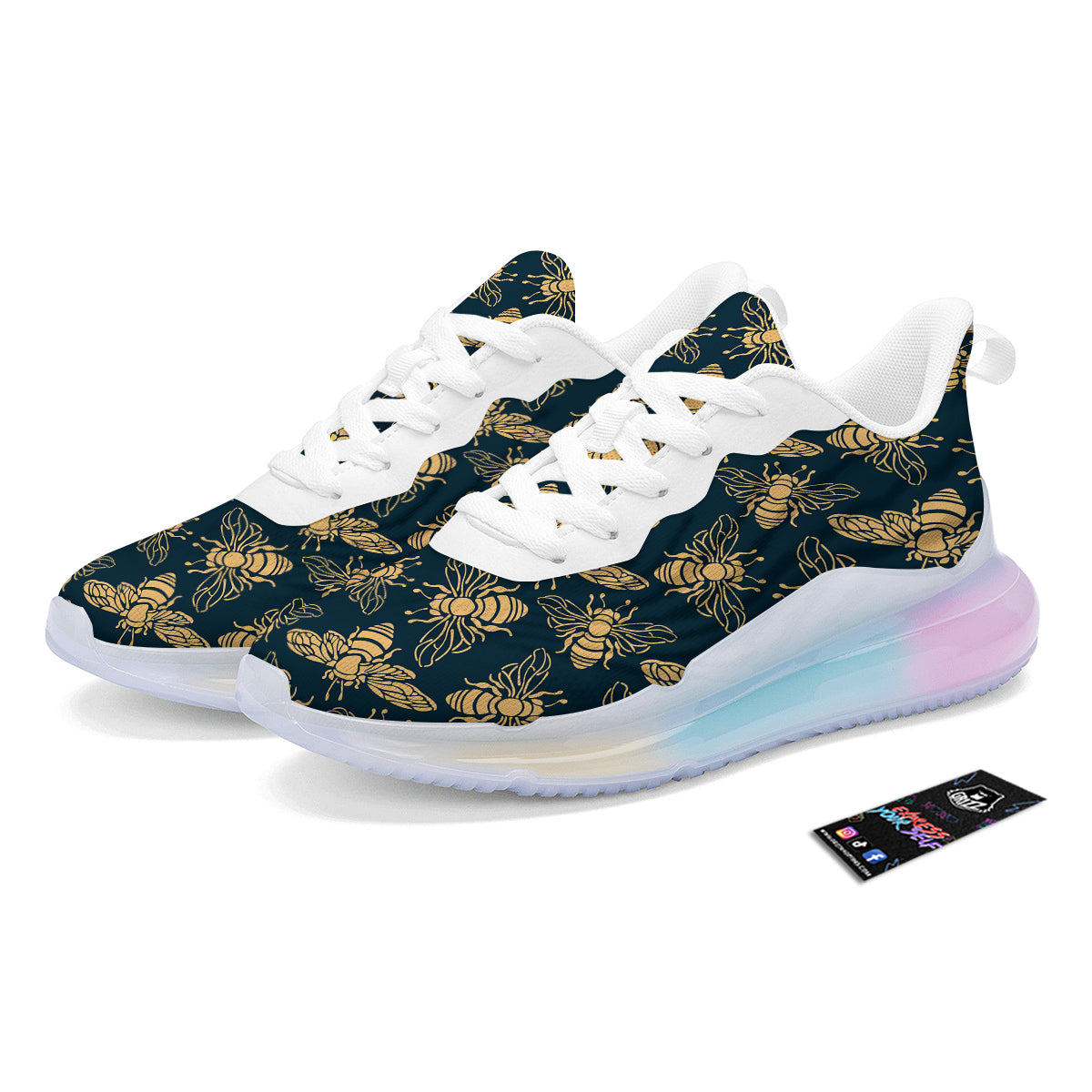 Bee Vintage Print Pattern Running Sneakers-grizzshop