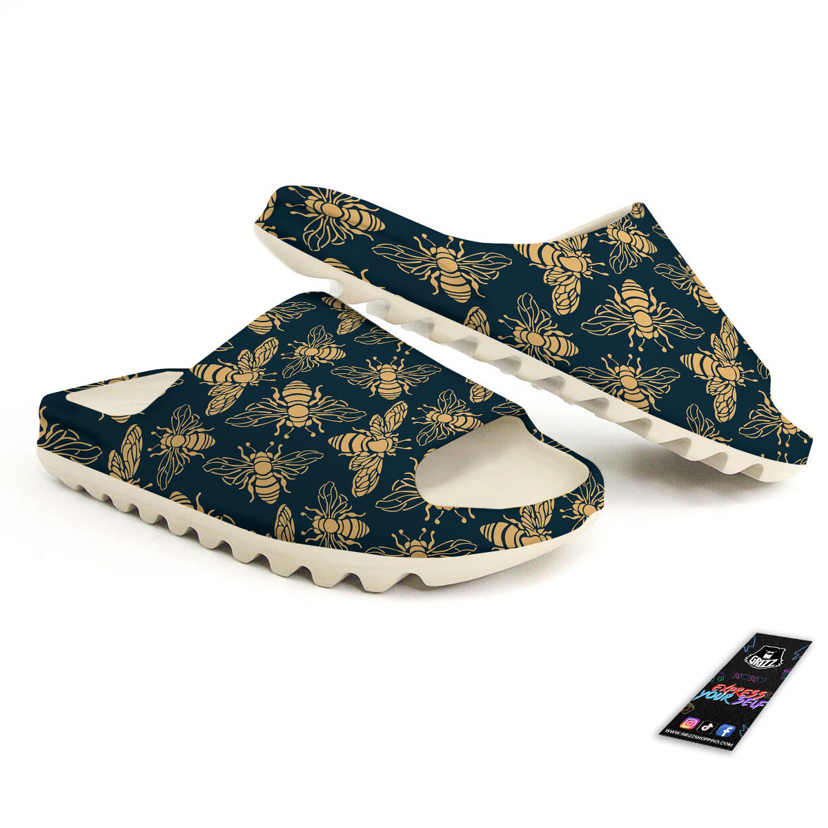Bee Vintage Print Pattern Sandals-grizzshop
