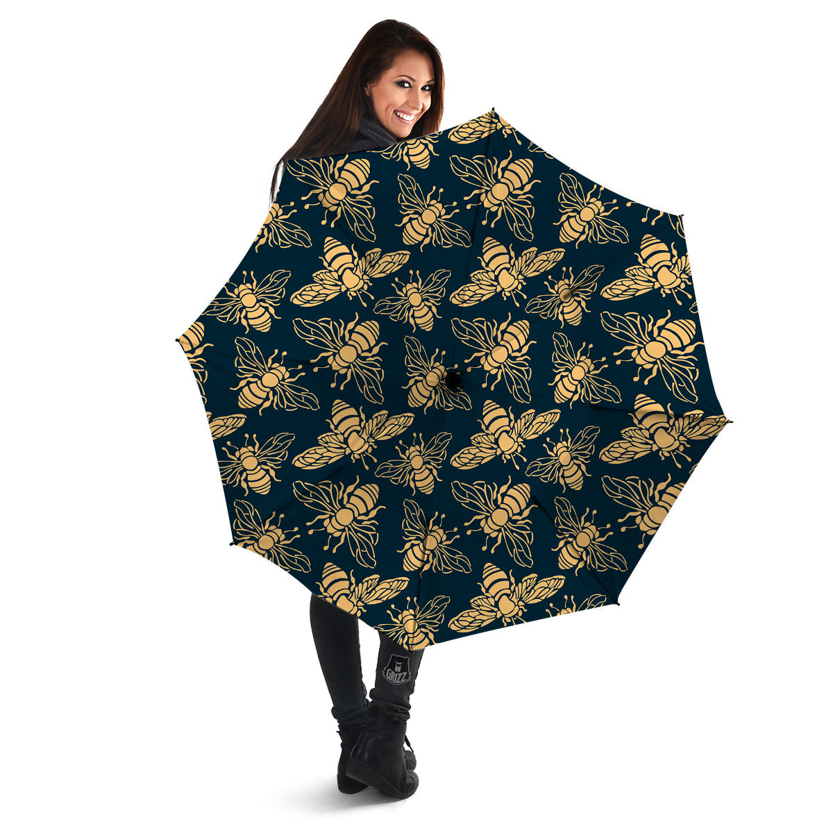 Bee Vintage Print Pattern Umbrella-grizzshop