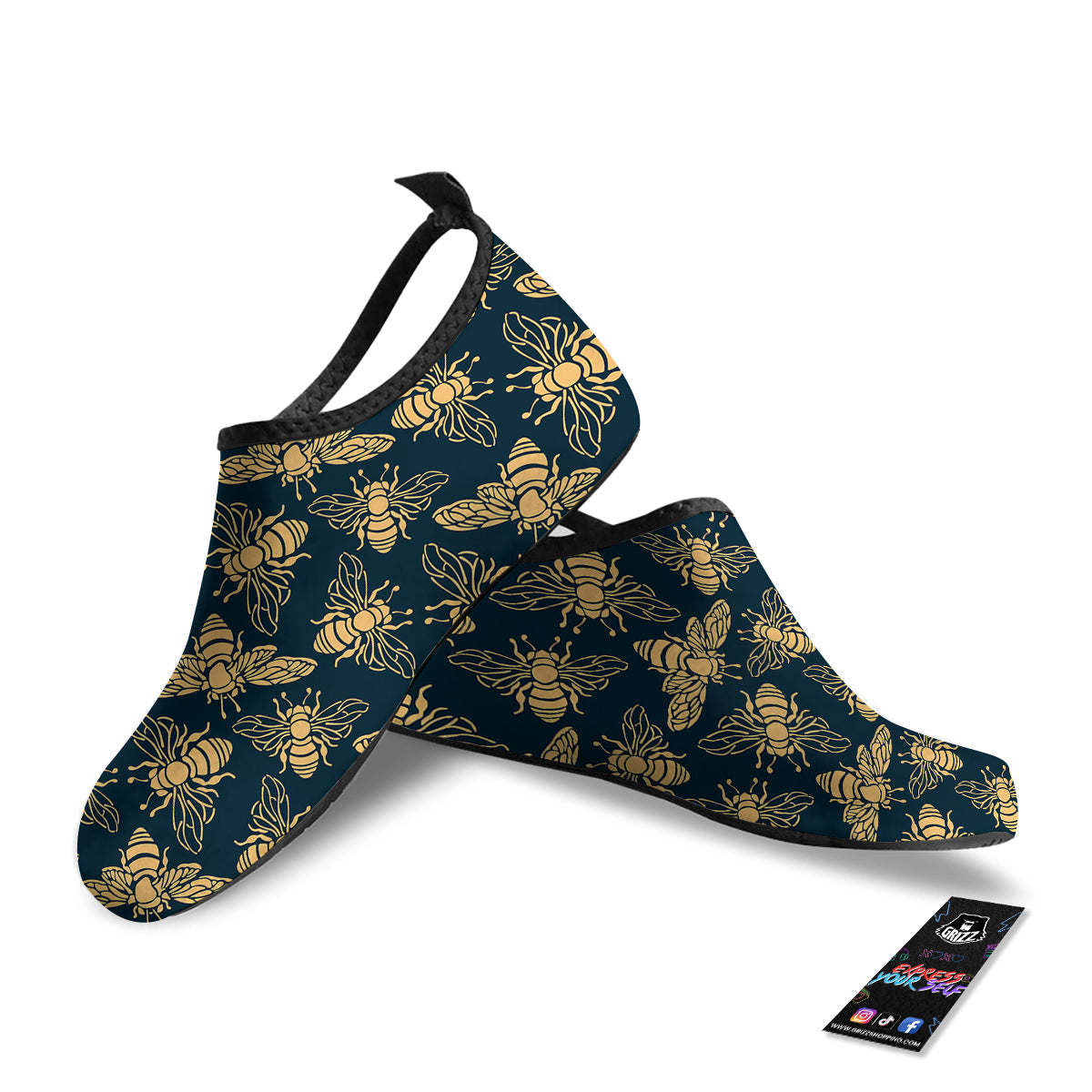 Bee Vintage Print Pattern Water Shoes-grizzshop