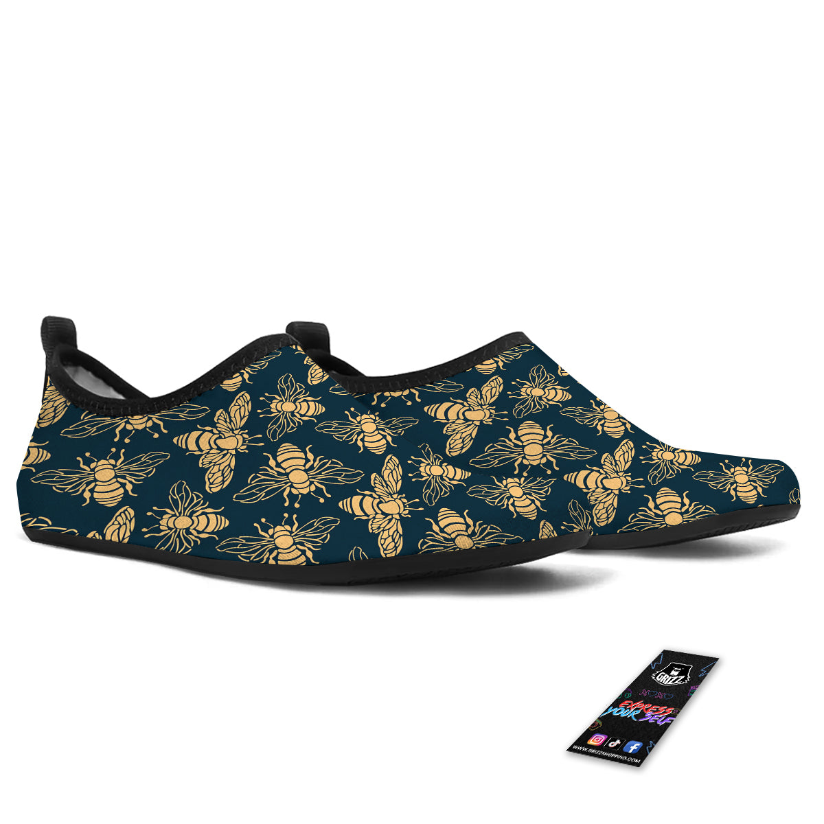 Bee Vintage Print Pattern Water Shoes-grizzshop
