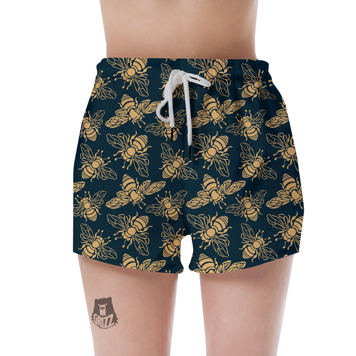 Bee Vintage Print Pattern Women's Shorts-grizzshop